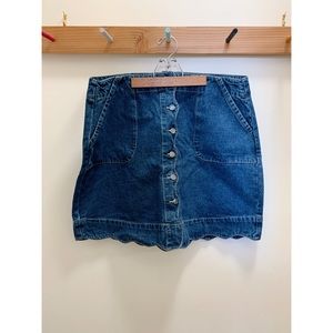 Joanie scalloped denim button down skirt, US 18